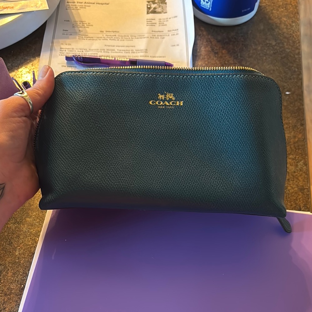 Coach Green Cosmetic Bag